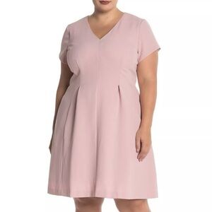 Eliza J Pink A-Line Midi Dress with V-Neck